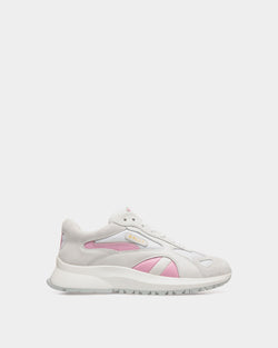 Outline Sneaker In White Faux Suede