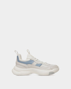 Dune Sneaker in White and Light Blue Leather