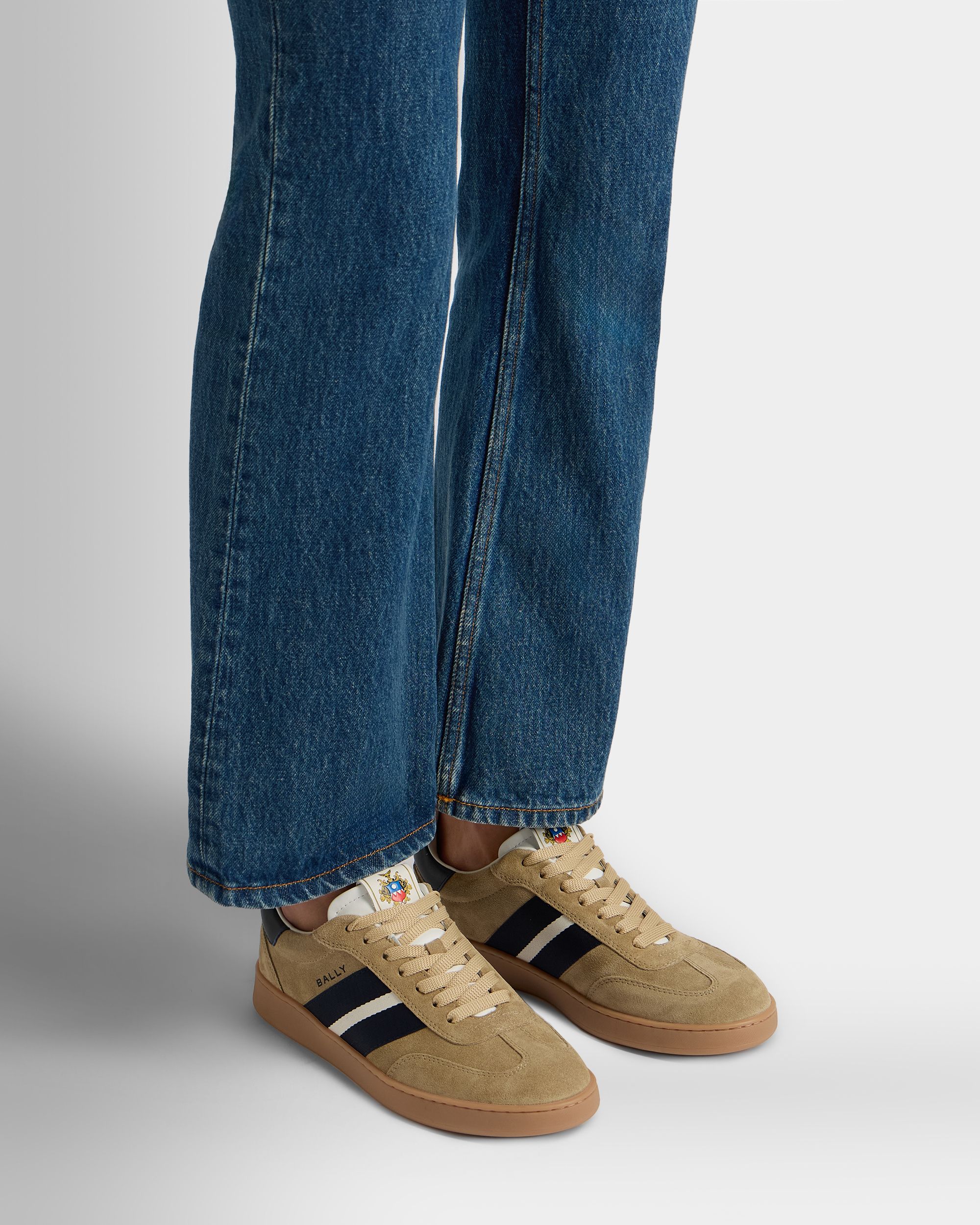 Bally Global - Zapatilla Retro Crest De Ante Marrón - Marrón