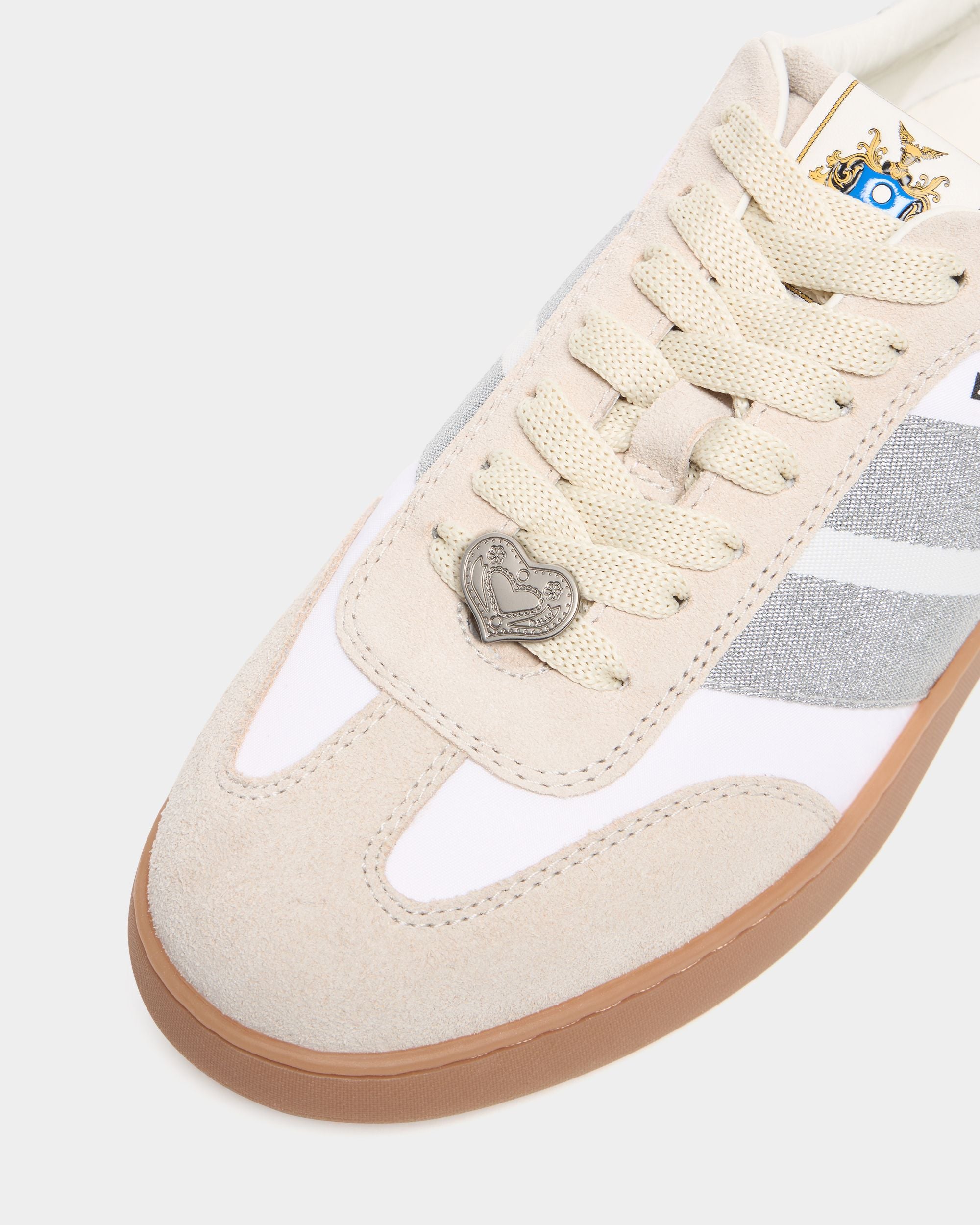 Bally Global - Retro Crest Sneaker in White and Silver Fabric and Leather - White