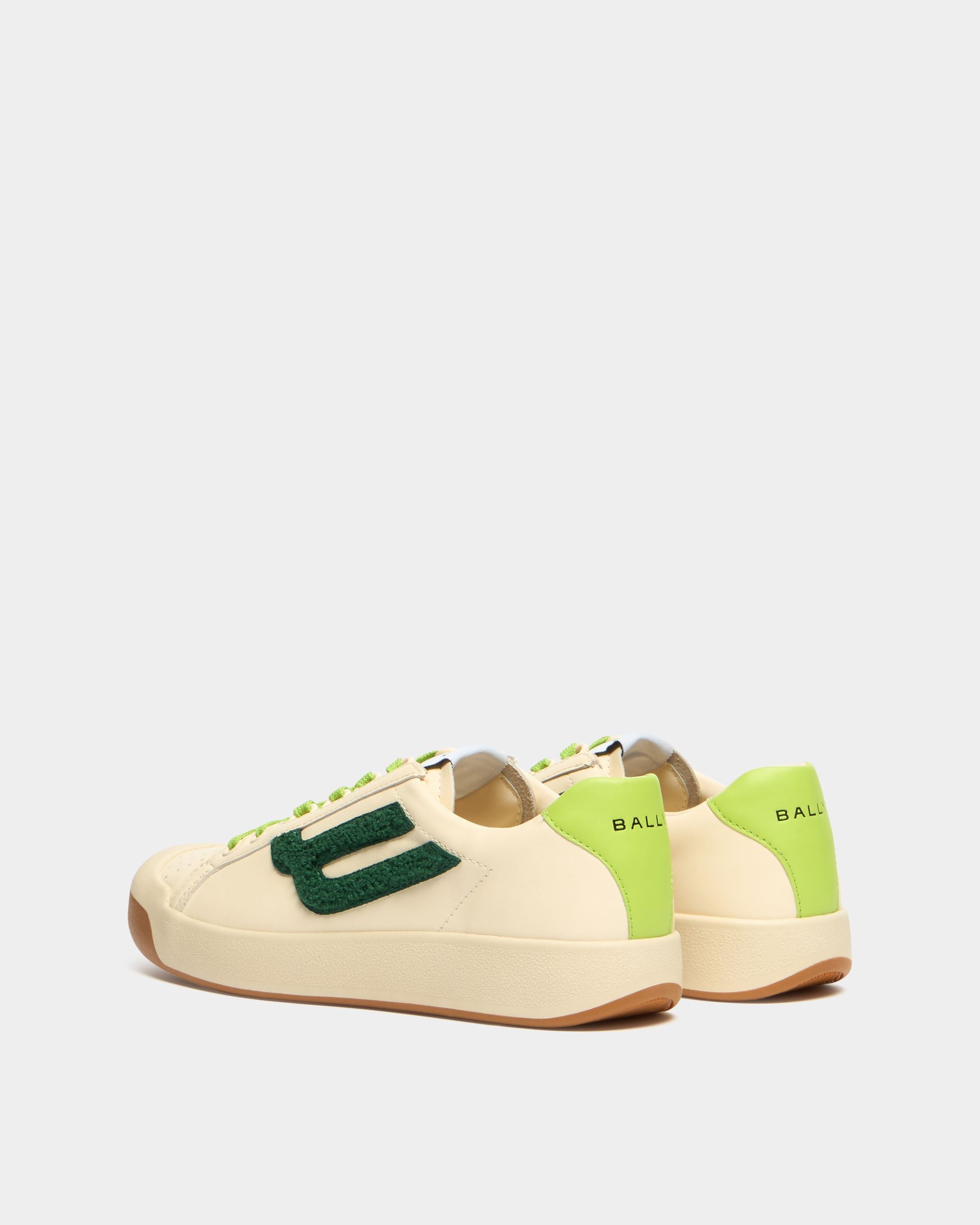Bally Global - Tennis Collection Sneaker aus Leder in Elfenbein und Grün - White