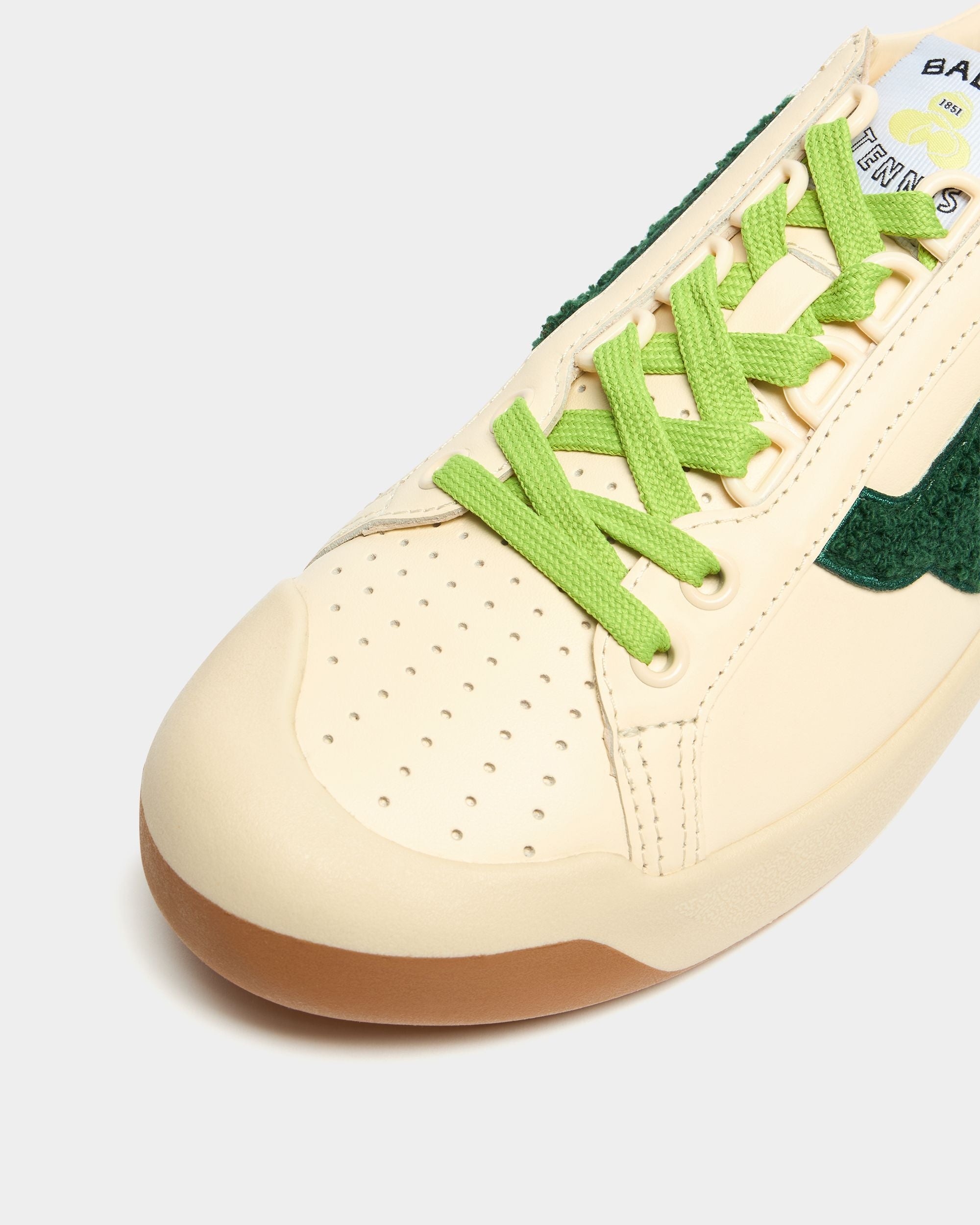 Bally Global - Tennis Collection Sneaker aus Leder in Elfenbein und Grün - White