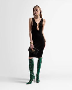 Abito Lavorato A Maglia Con Apertura Posteriore In Nero