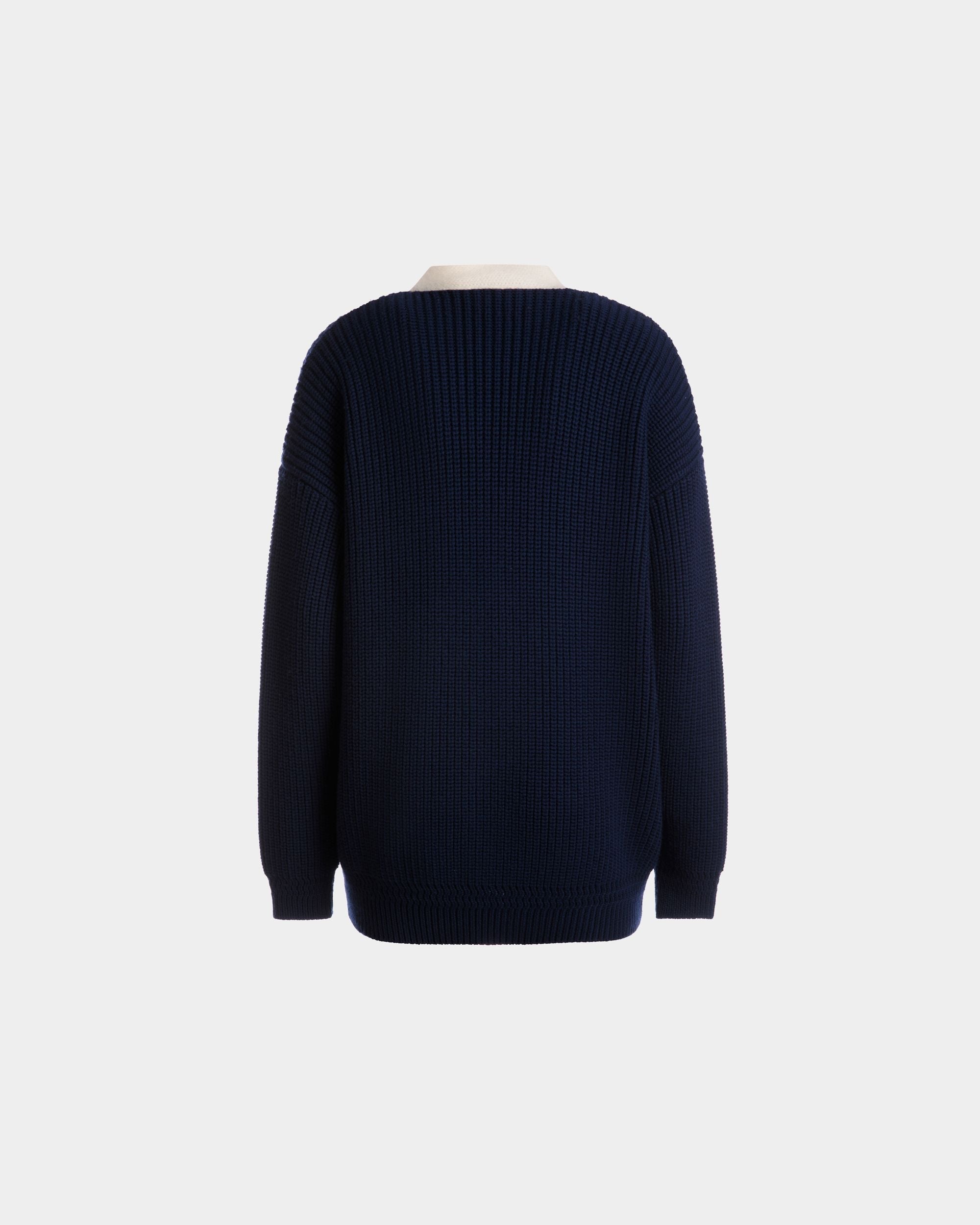 Bally Global - Strickjacke Mit V-Ausschnitt Aus Marineblauer Wolle - Blau