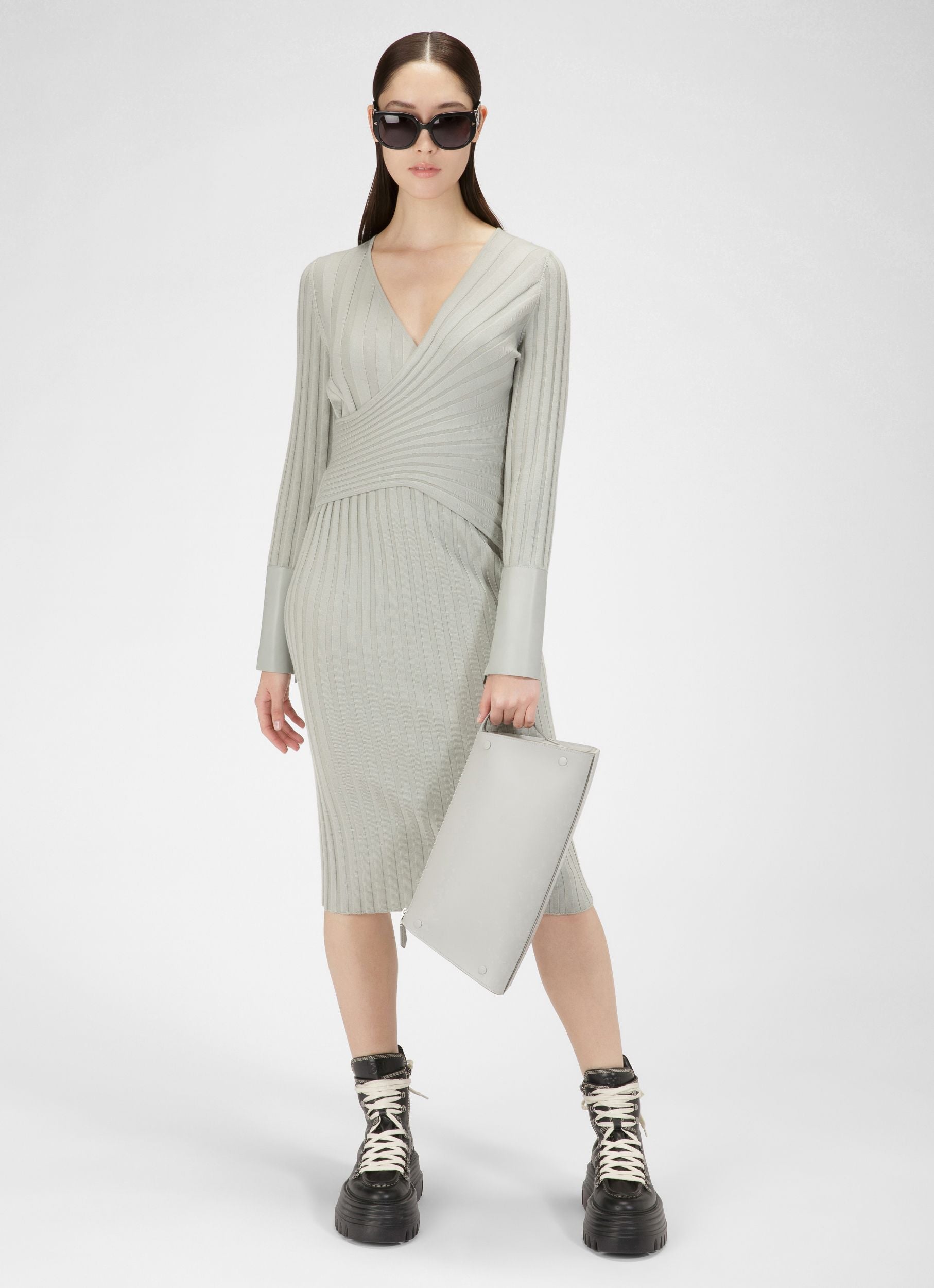 Bally Global - Wool And Cashmere Mix Dress In Grey - Blue