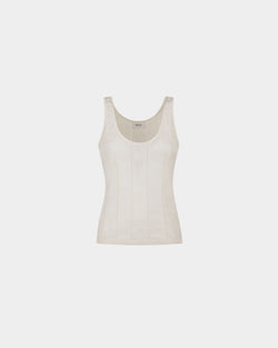 Tank Top In White Silk And Cotton