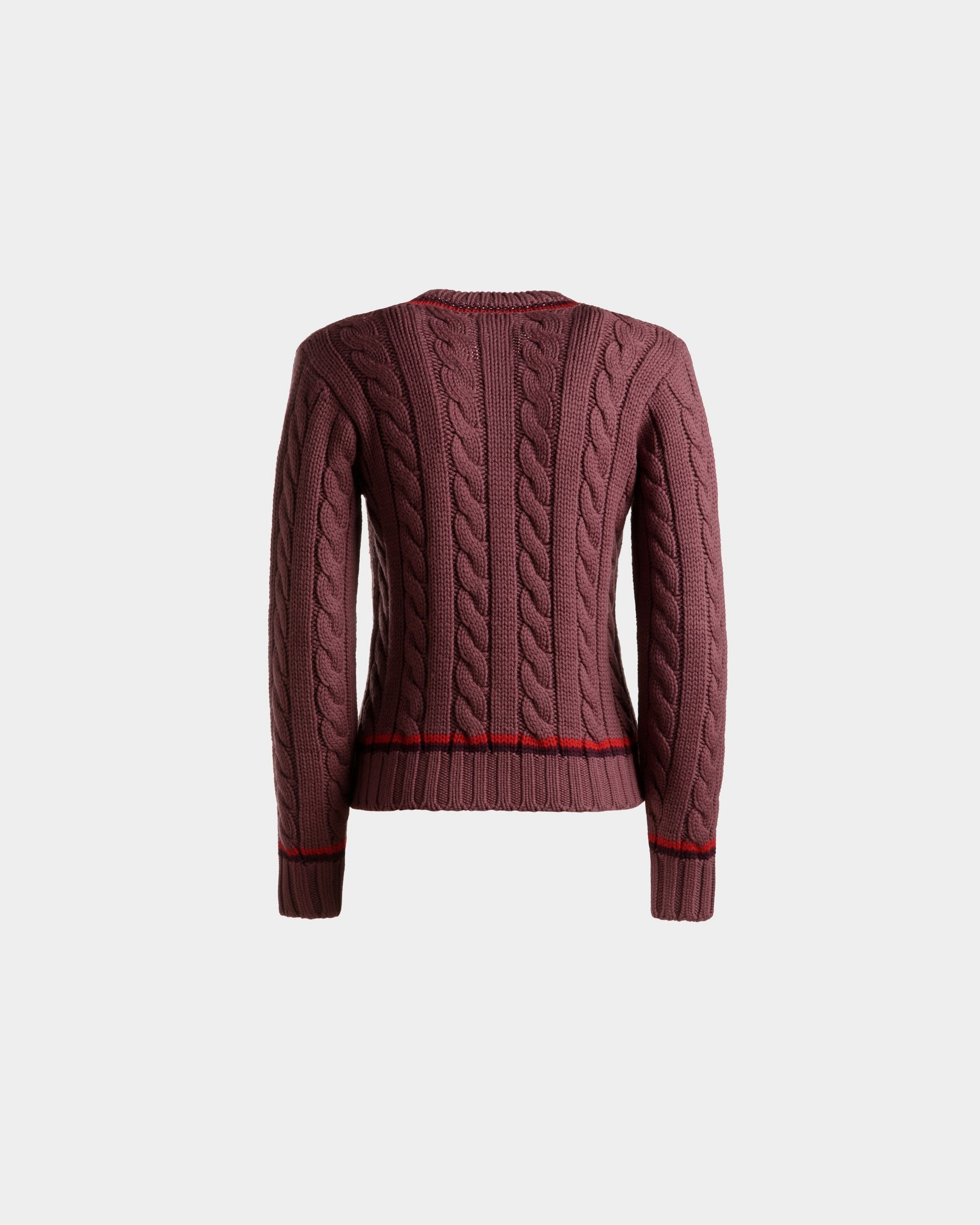 Bally Global - V-Neck Sweater In Light Pink Wool - Purple