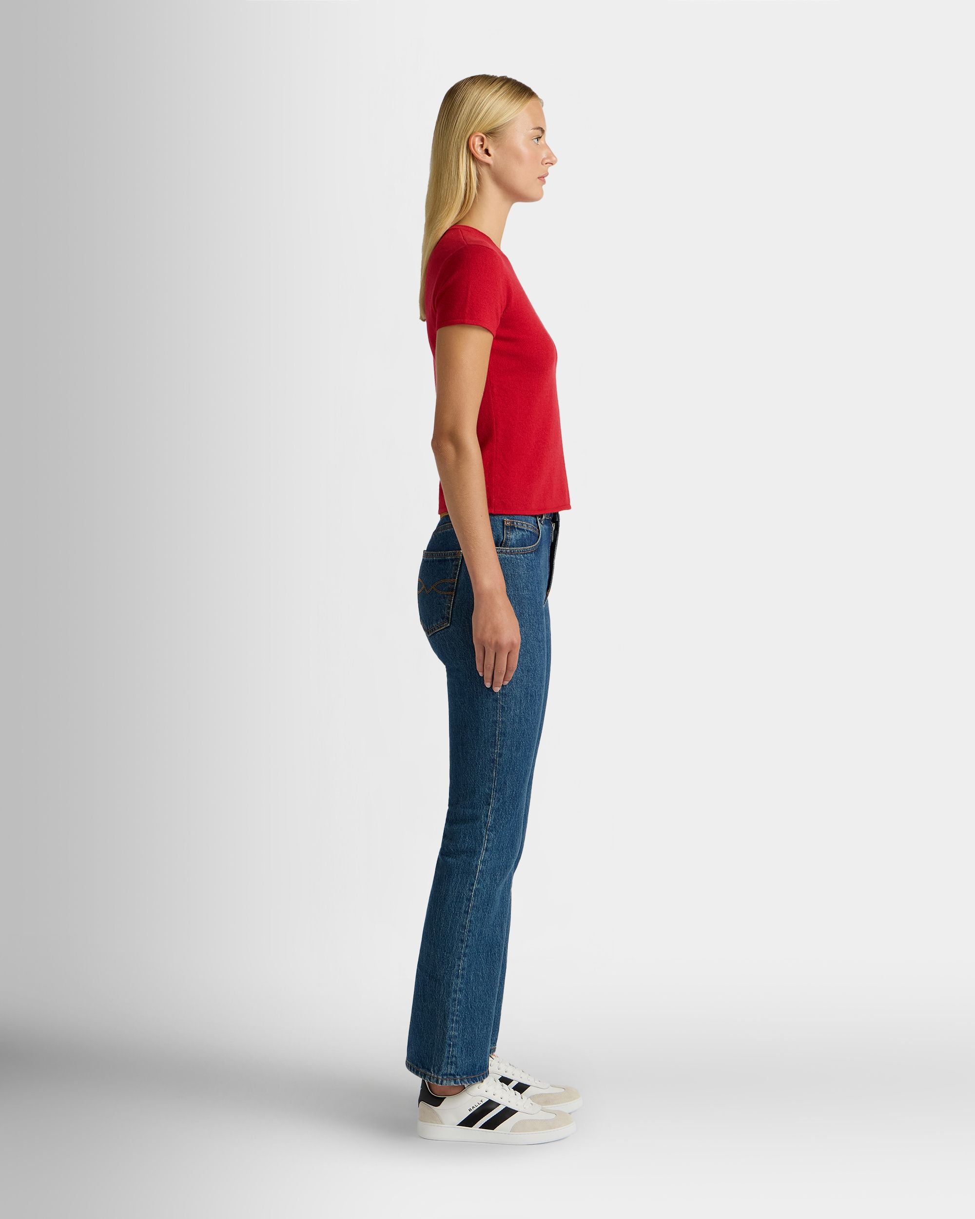 Bally Global - Knit Top in Red Cashmere - Grey