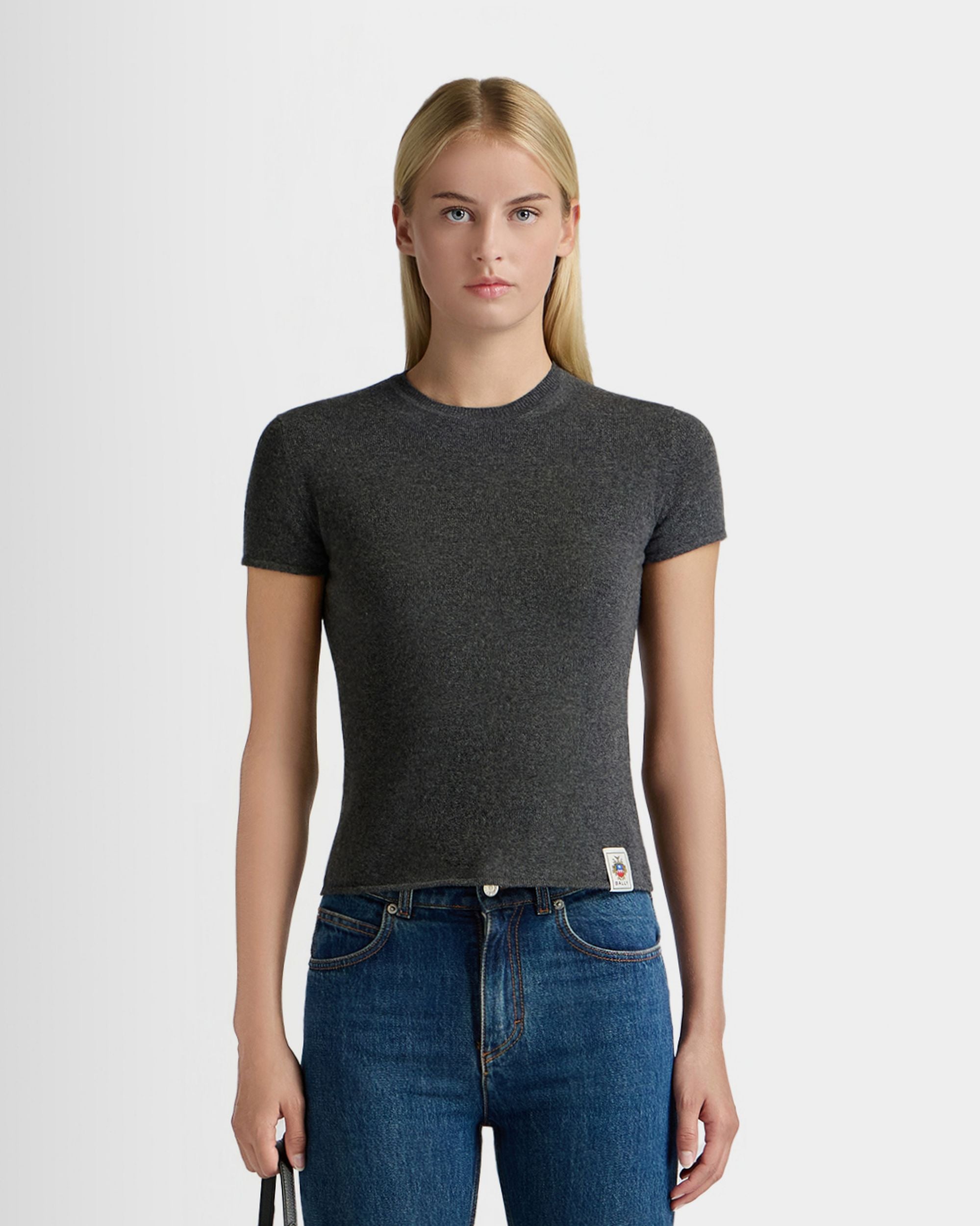 Bally Global - Top En Maille De Cachemire Dark Grey - Gris