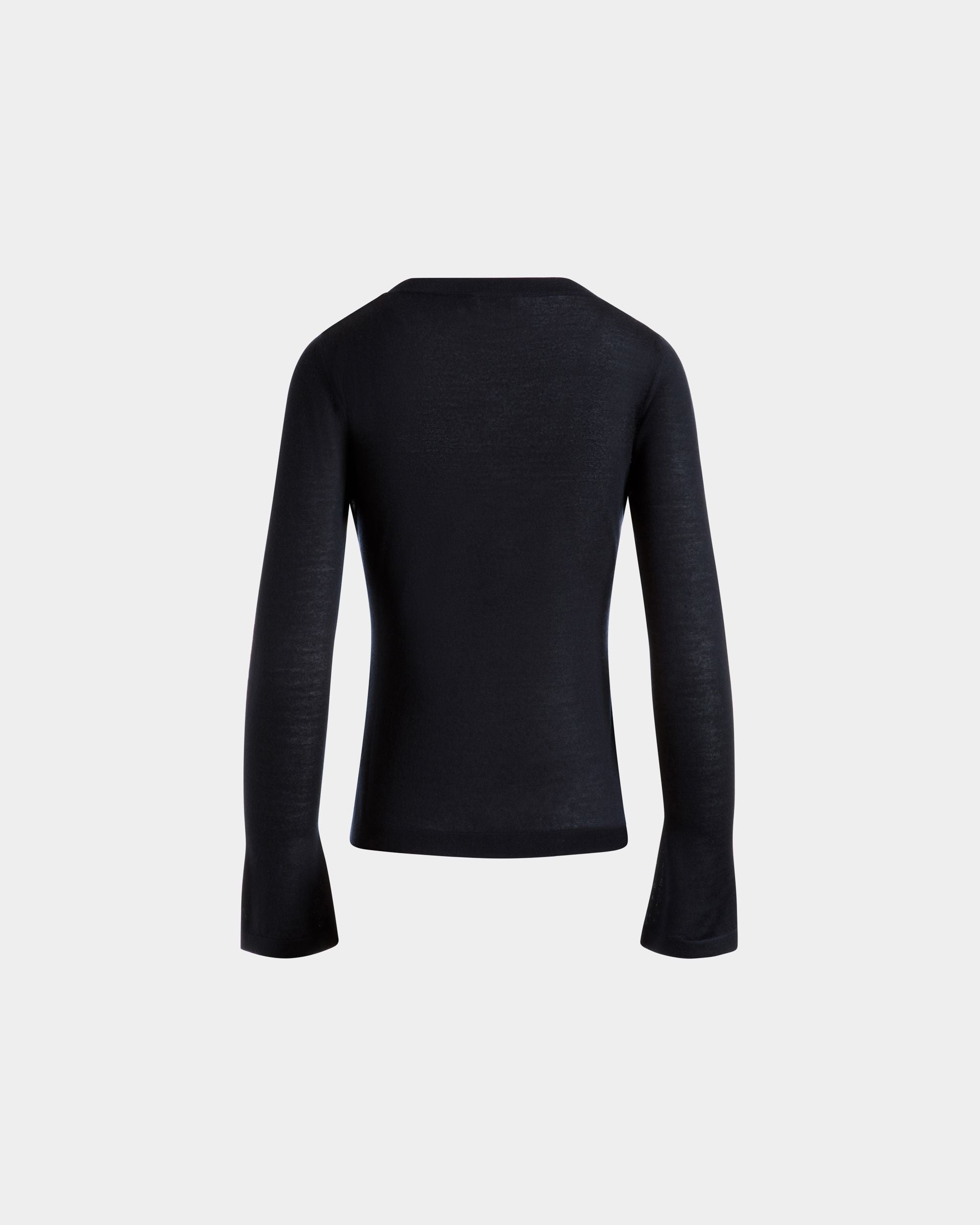 Bally Global - V-Neck Knit Top in Navy Blue Cashmere - Bleu