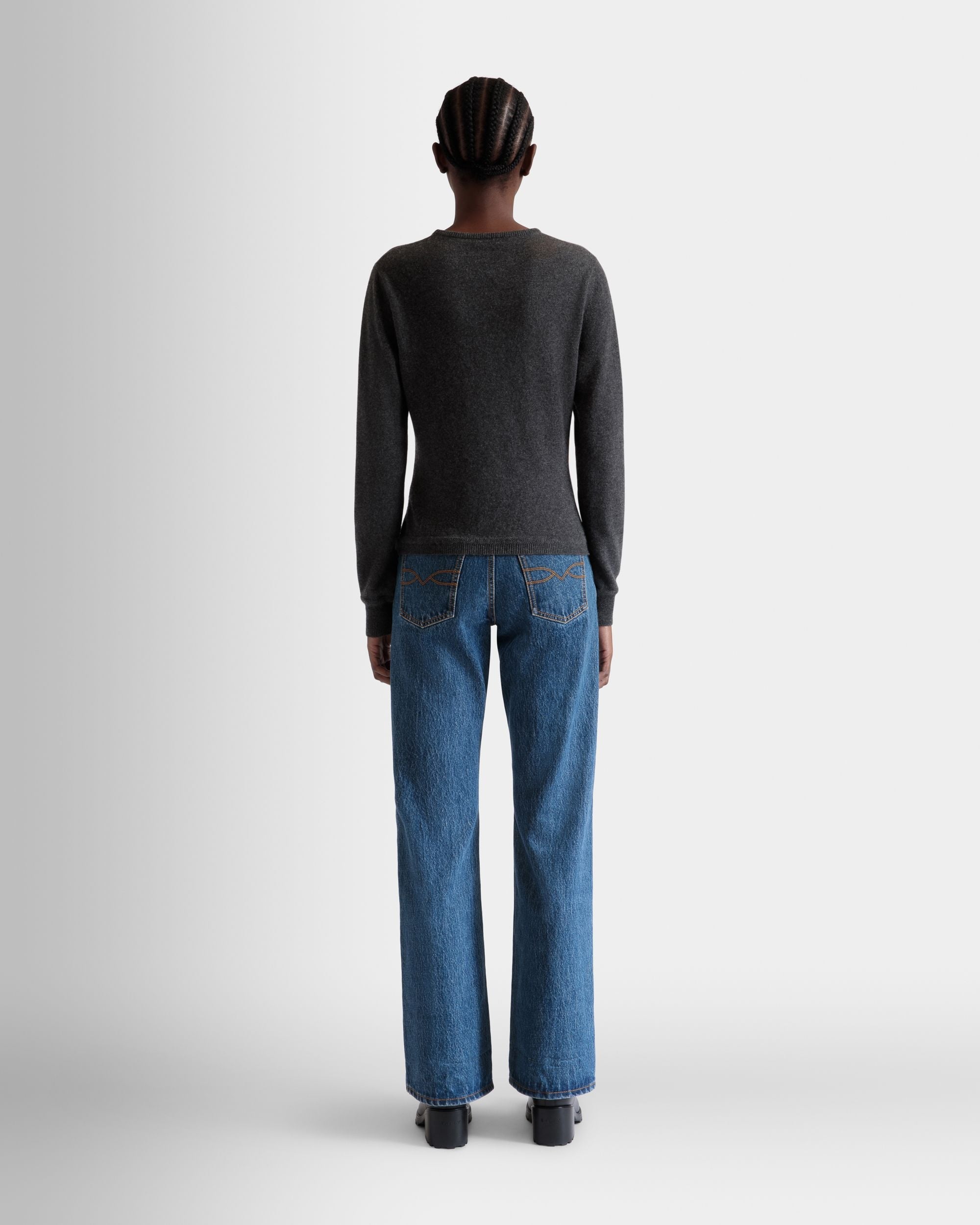 Bally Global - Top En Maille À Manches Longues En Cachemire Dark Grey - Gris