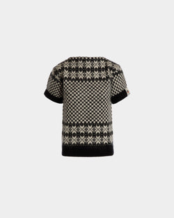 Knit Top In Black And White Mohair And Silk