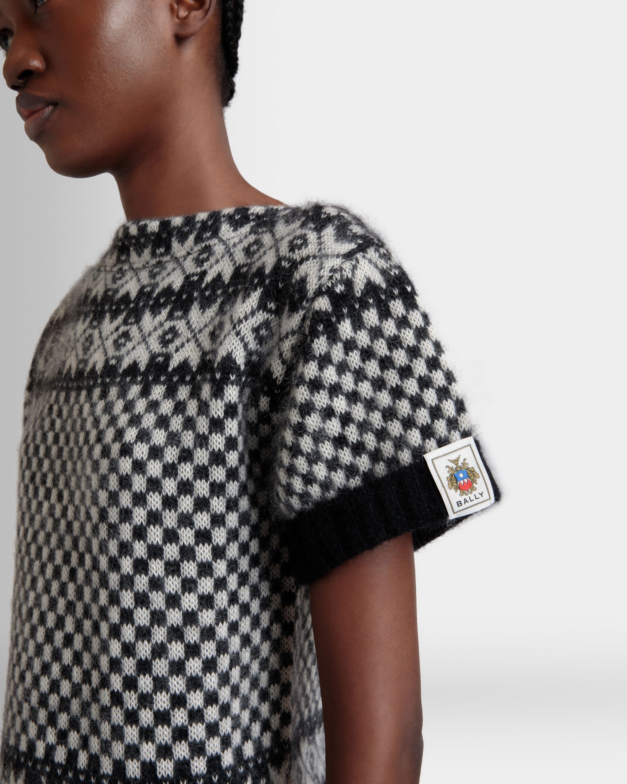 Bally Global - Knit Top In Black And White Mohair And Silk - Multicolor