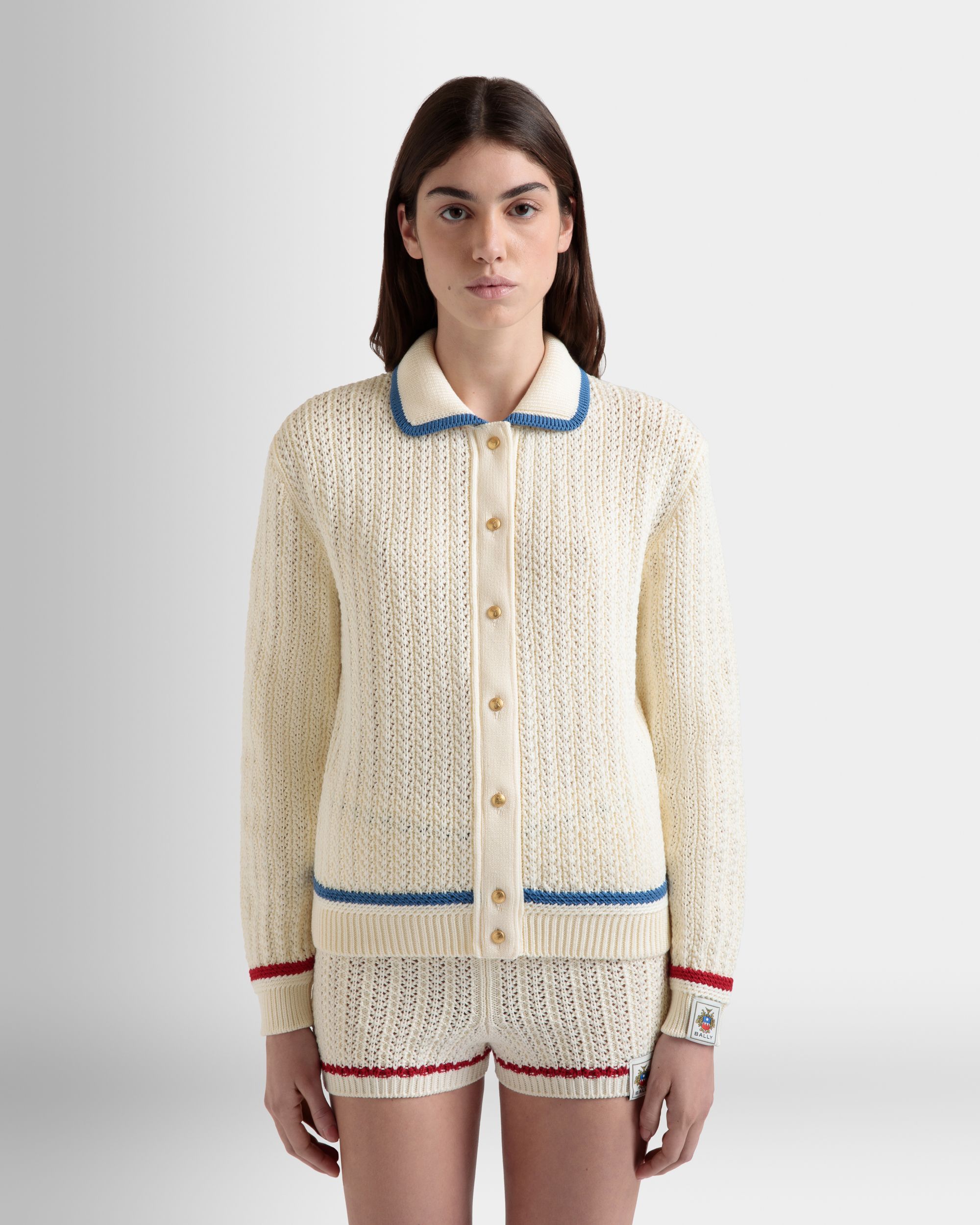 Bally Global - Cardigan En Coton Ivoire - Blanc