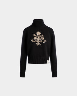 Jersey De Cuello Alto De La Cápsula Winter De Lana Negra Con Heritage Flower