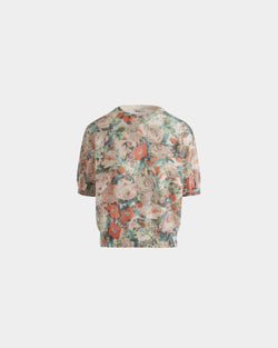 Knit Top with a Rosengarten Print in Multicolor Cashmere
