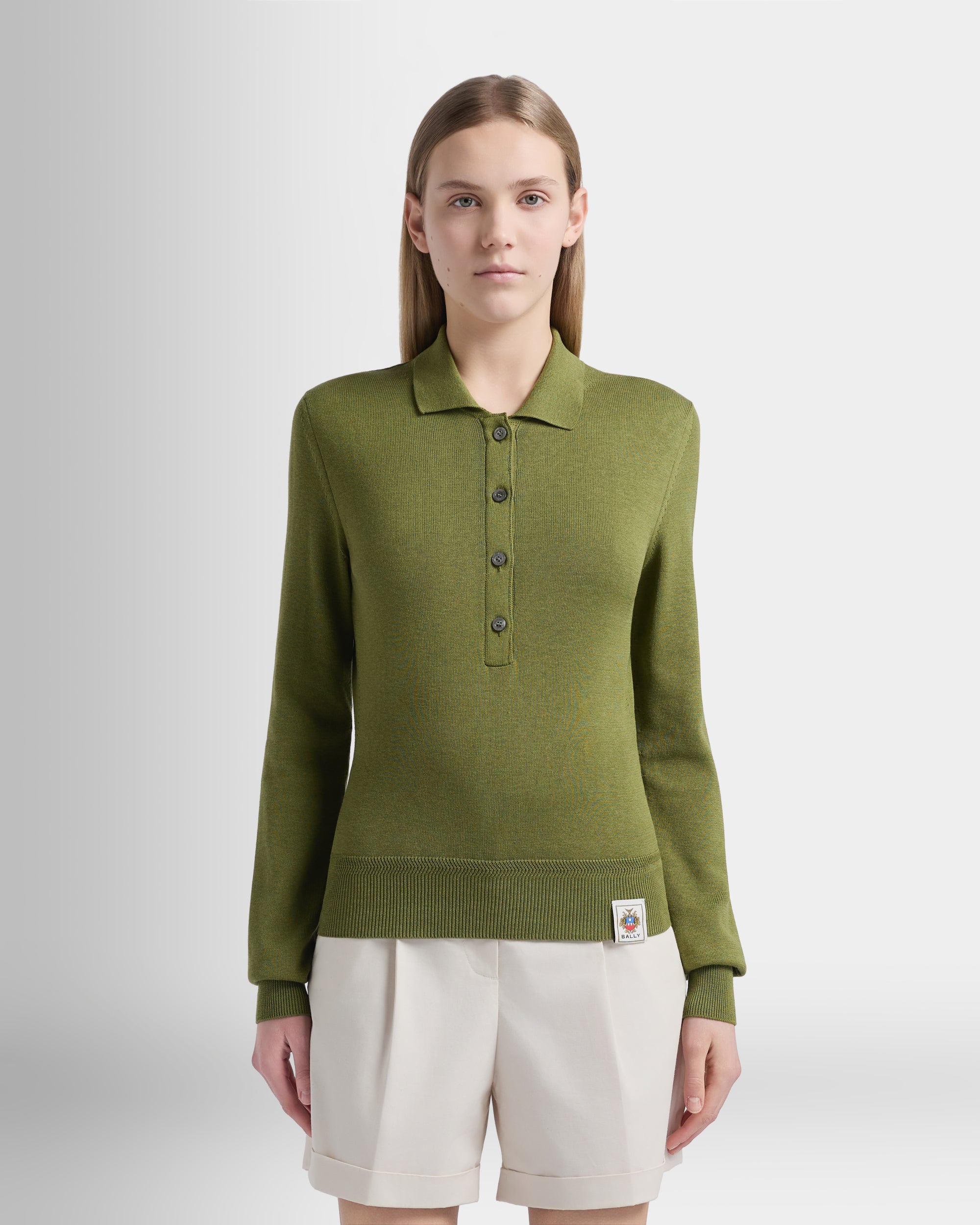 Bally Global - Polo de algodón y seda verde matcha - Verde