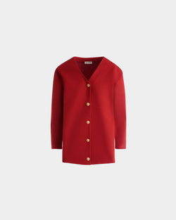 Cardigan in a Red Wool And Silk Blend