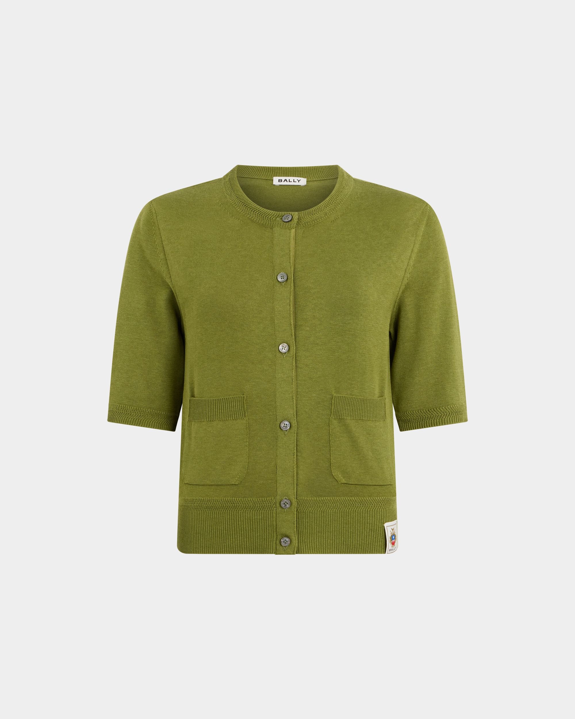 Bally Global - Kurzärmeliger Cardigan aus Baumwolle und Seide in Matcha Green - Green