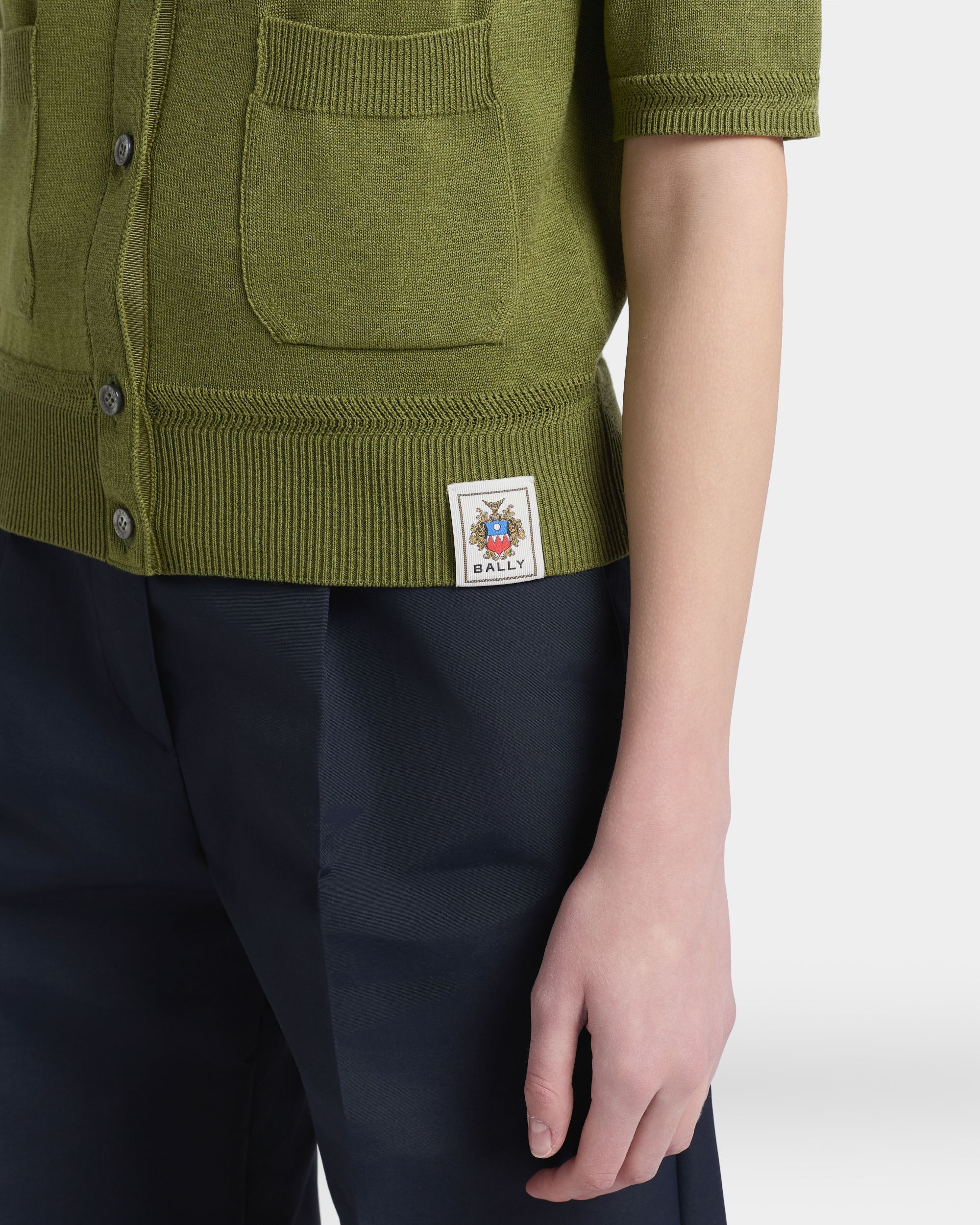 Bally Global - Kurzärmeliger Cardigan aus Baumwolle und Seide in Matcha Green - Green