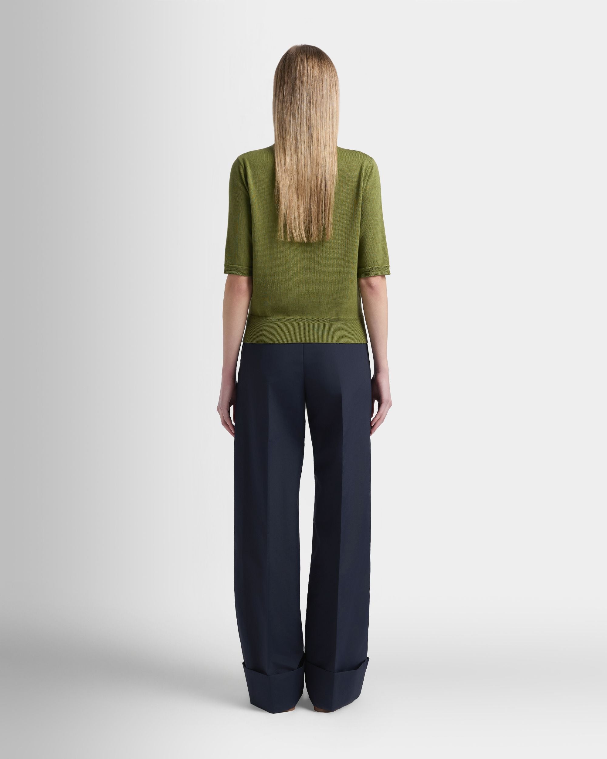 Bally Global - Kurzärmeliger Cardigan aus Baumwolle und Seide in Matcha Green - Green