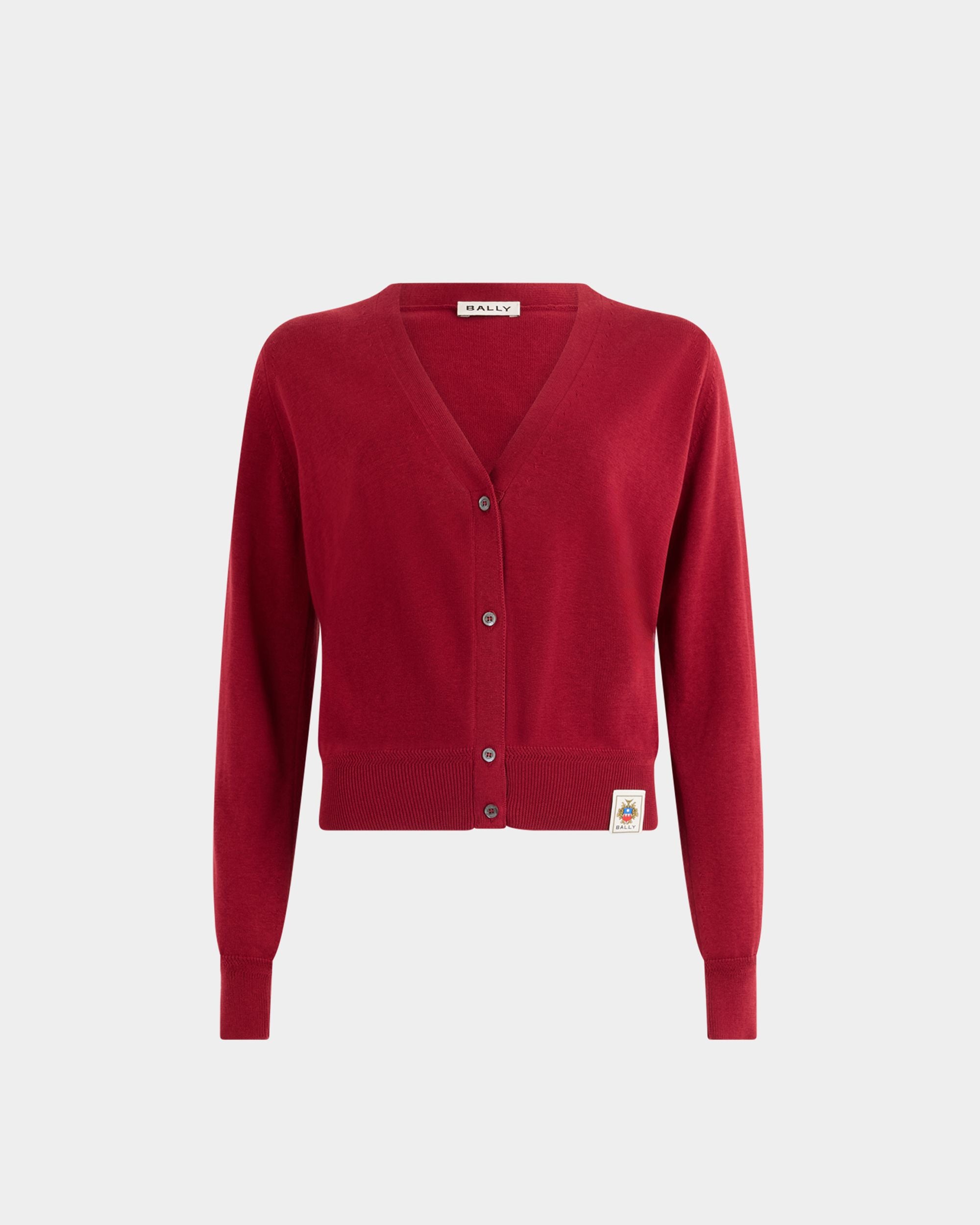 Bally Global - Cardigan in Ruby Red Cotton and Silk - Red
