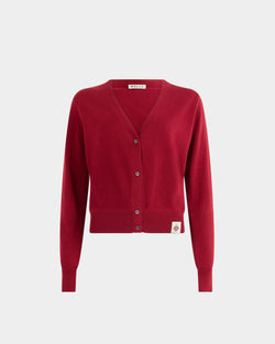 Cardigan in Ruby Red Cotton and Silk