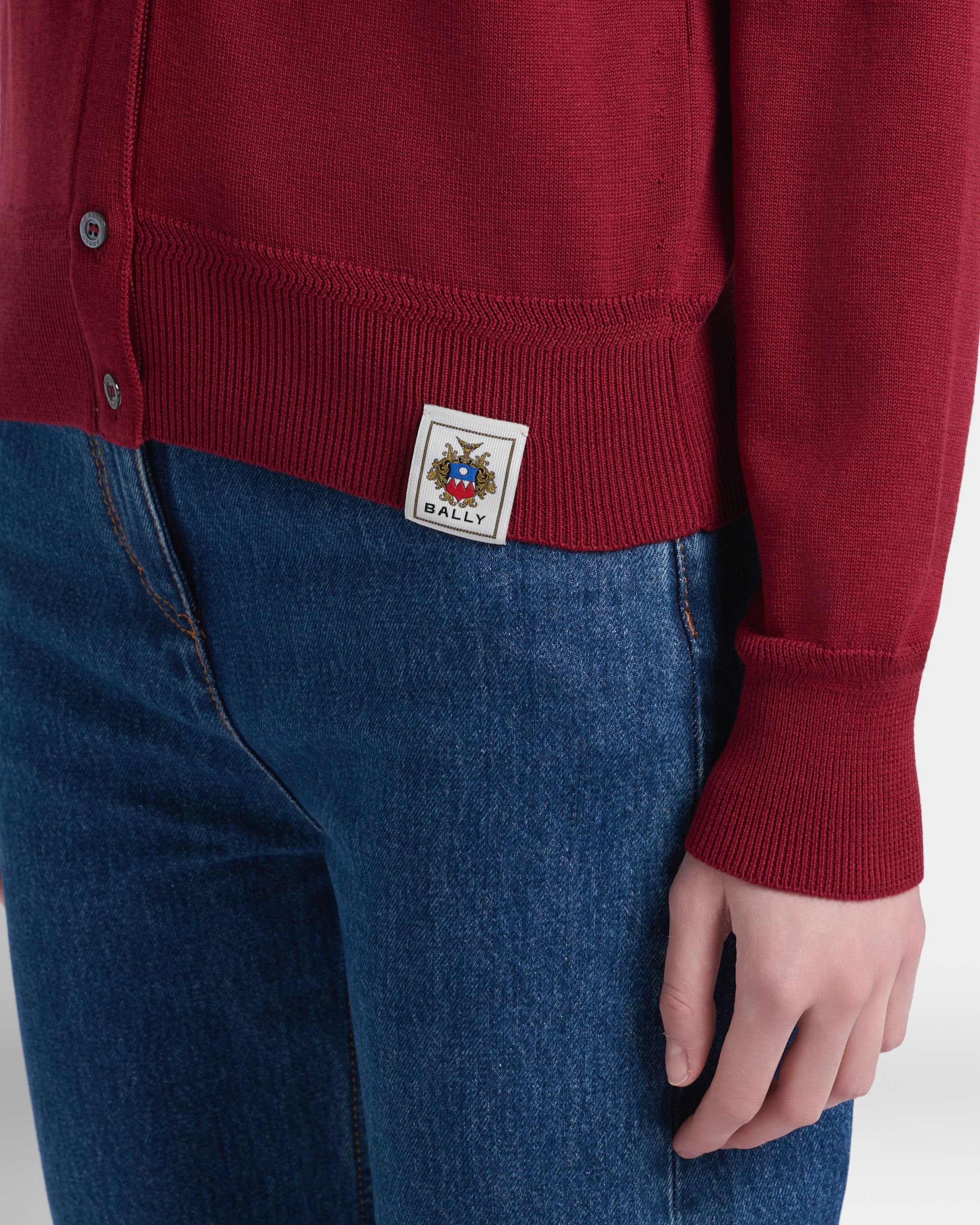 Bally Global - Cardigan in Ruby Red Cotton and Silk - Red