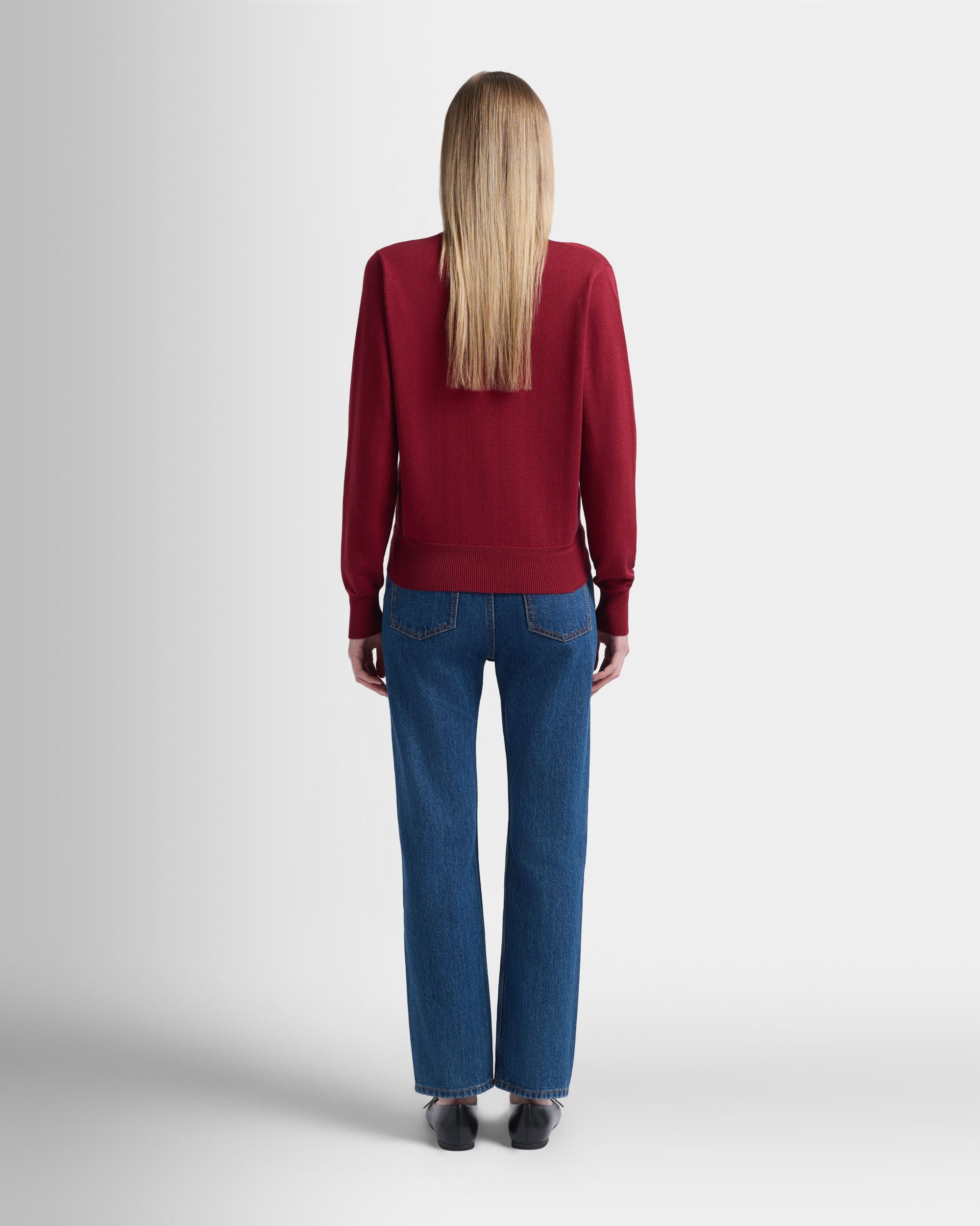 Bally Global - Cardigan in Ruby Red Cotton and Silk - Red