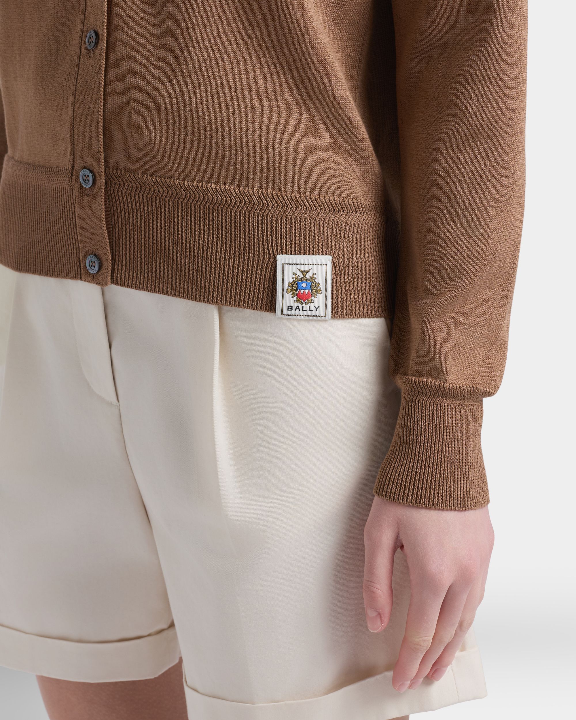 Bally Global - Cardigan in Camel Cotton and Silk - Beige