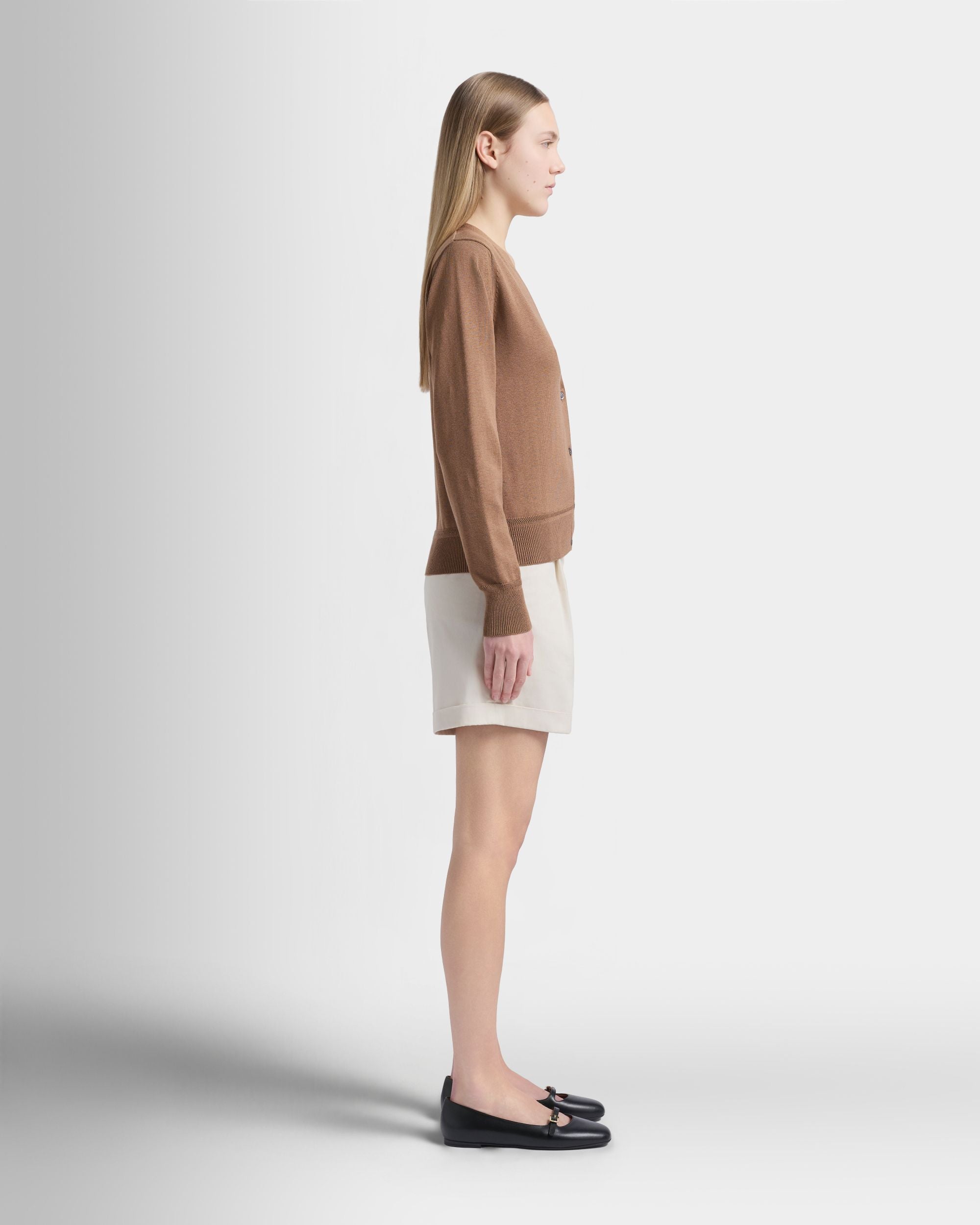 Bally Global - Cardigan in Camel Cotton and Silk - Beige