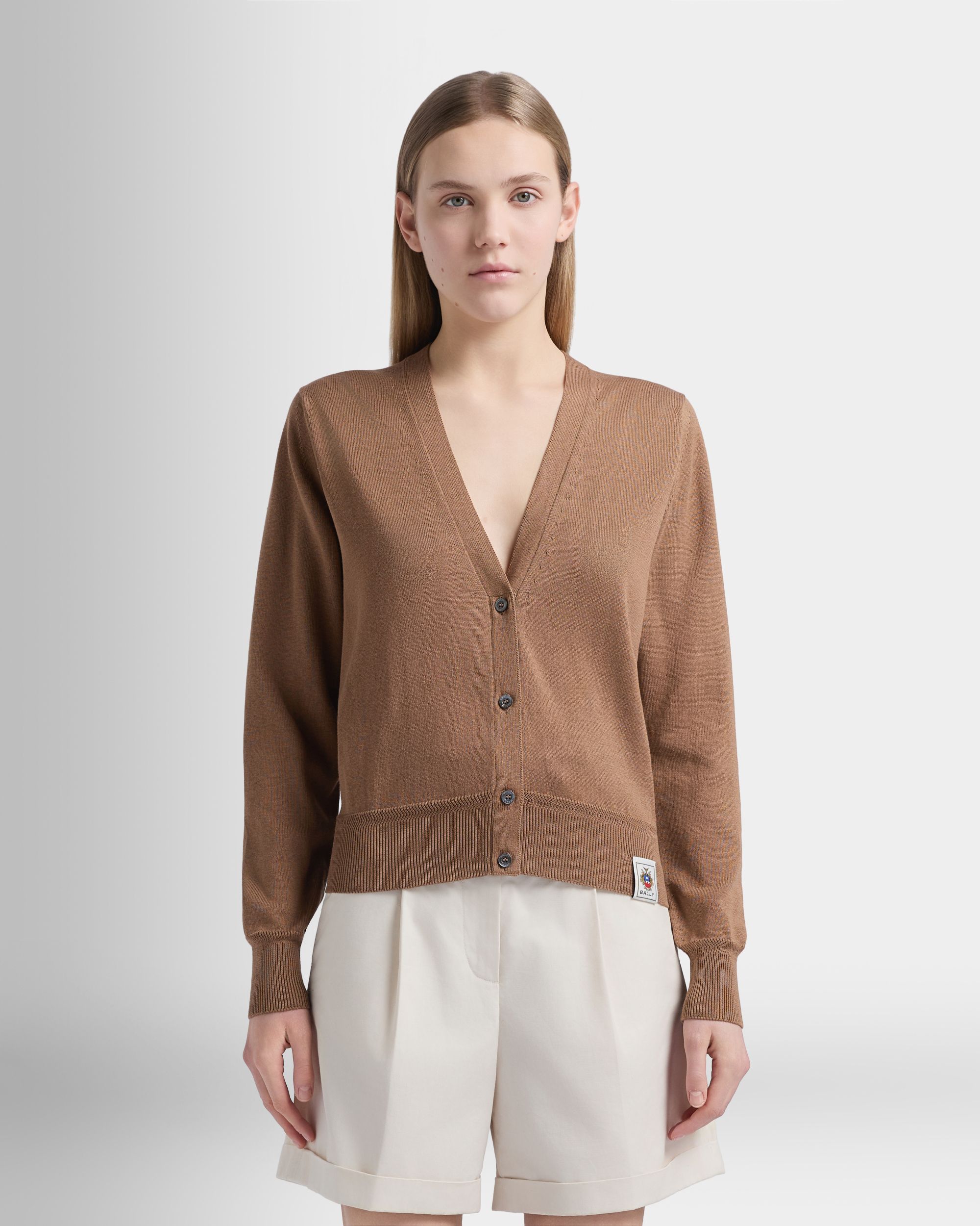 Bally Global - Cardigan in Camel Cotton and Silk - Beige