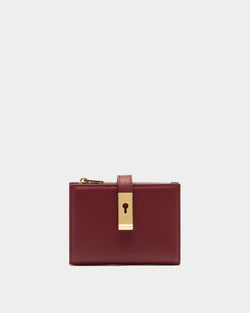 Lock Me Wallet in Ruby Red Grained Leather
