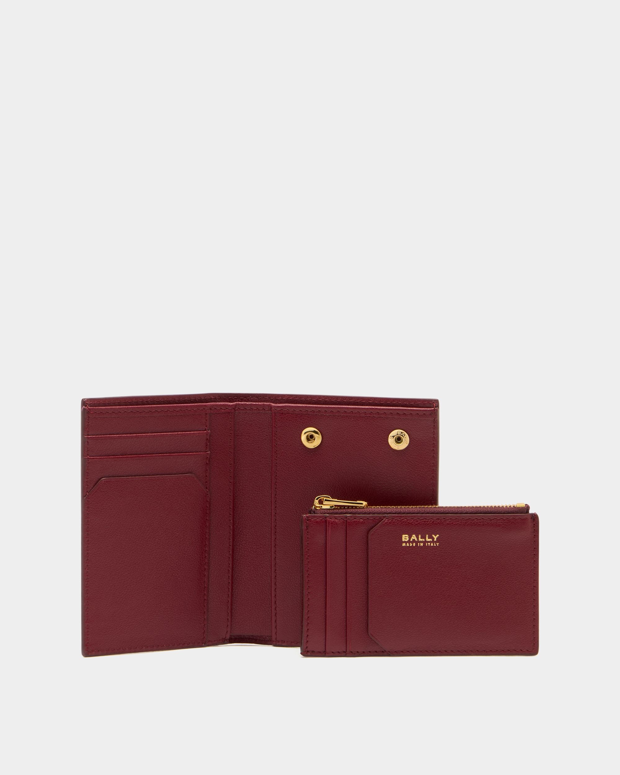 Bally Global - Lock Me Wallet in Ruby Red Grained Leather - Red