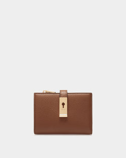 Lock Me Wallet in Brown Grained Leather