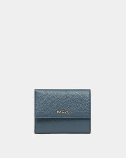 Cartera De Piel Granulada Azul
