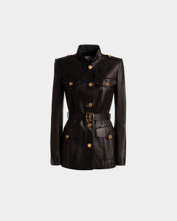 Belted Jacket In Black Leather
