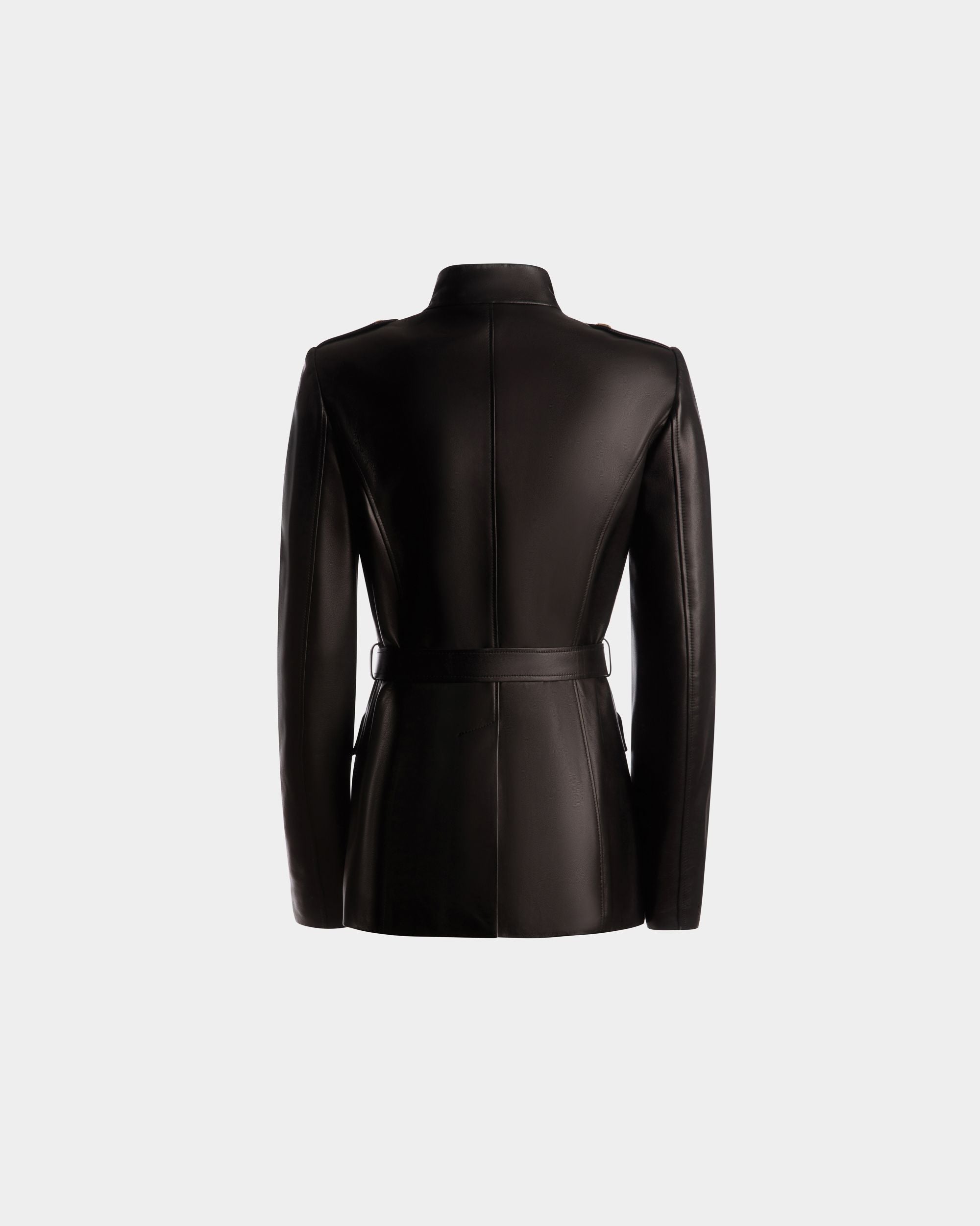 Bally Global - Belted Jacket In Black Leather - Black