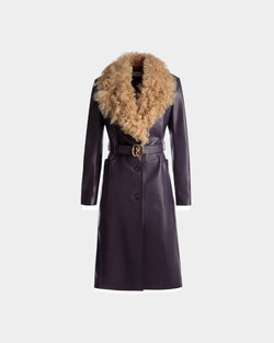 Fur Collar Coat In Orchid Leather