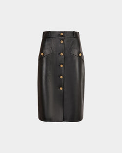 Midi Skirt In Black Leather
