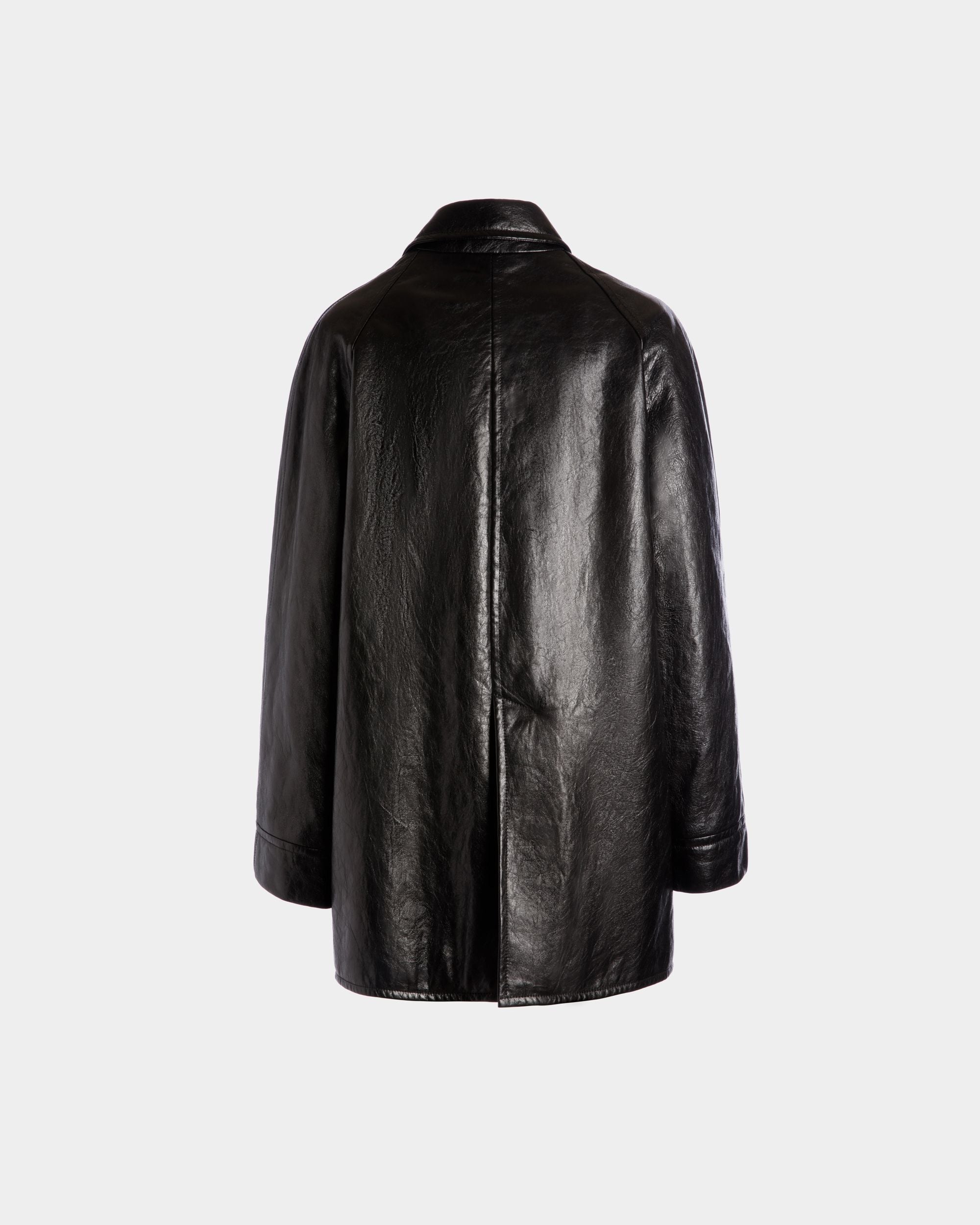 Bally Global - Double-Breasted Midi Coat In Black Leather - Black