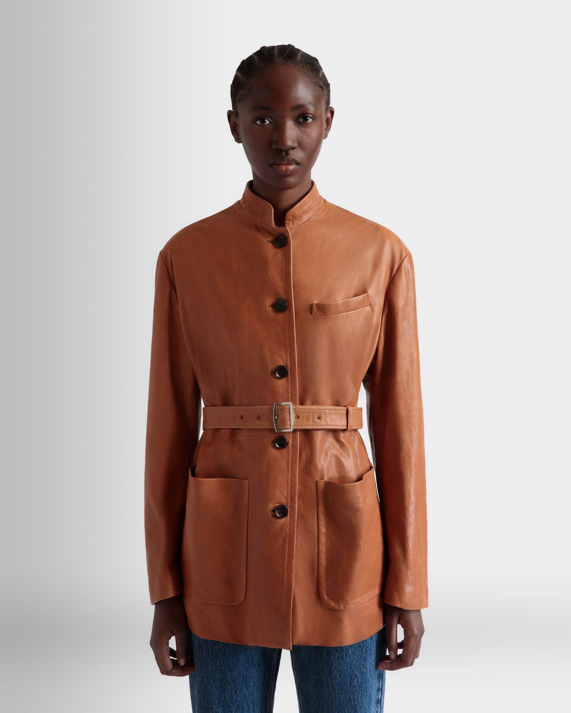 Bally Global - Belted Jacket in Brown Leather - Marrón