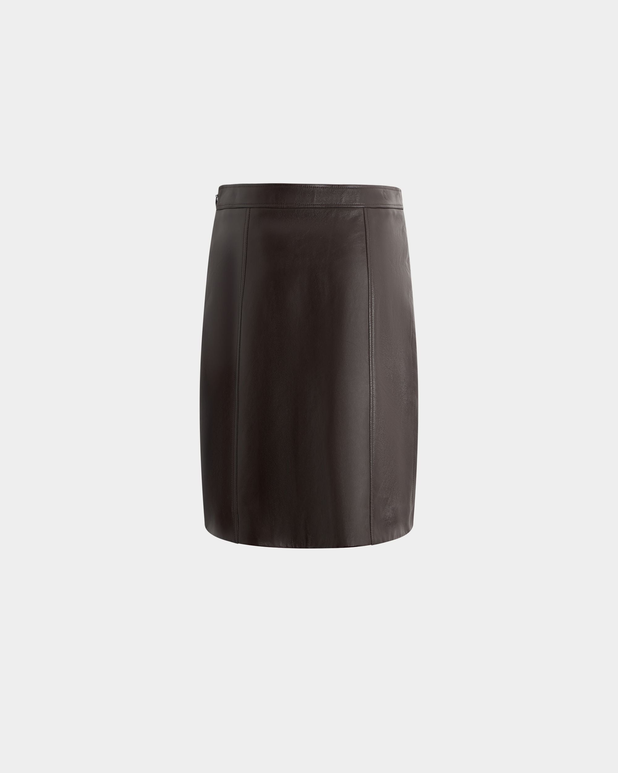 Bally Global - Jupe Midi En Cuir Marron - Marron