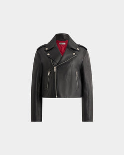 Blouson De Motard En Cuir Noir