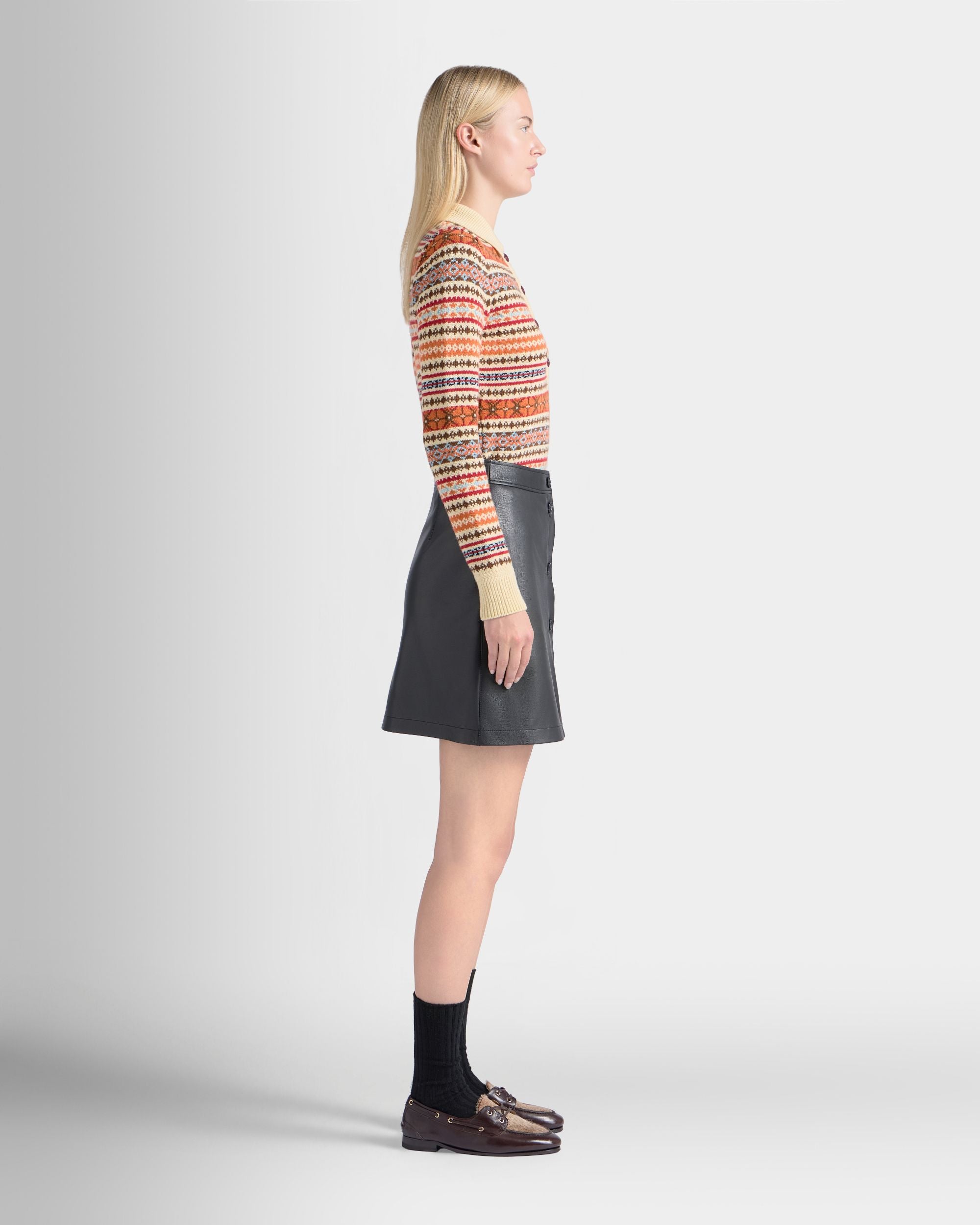 Bally Global - Mini Skirt in Black Leather - Black