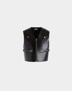 Gilet En Cuir Noir