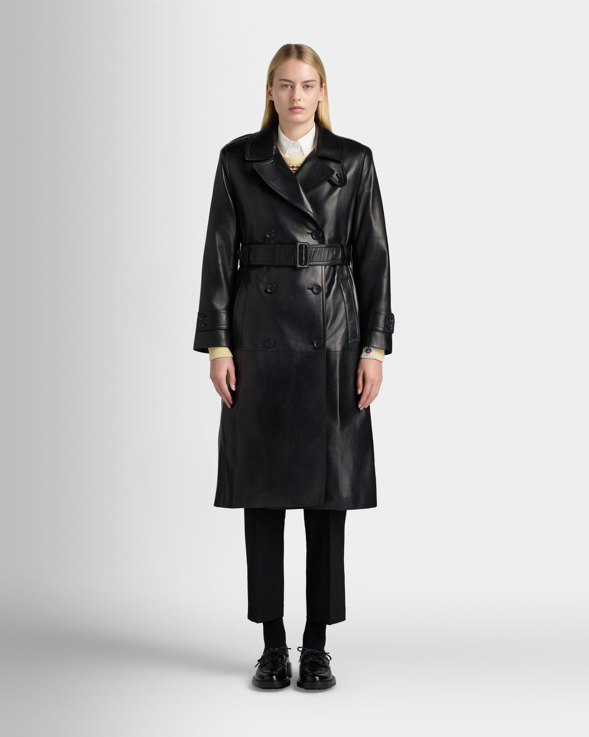 Bally Global - Trench Coat in Black Leather - Black