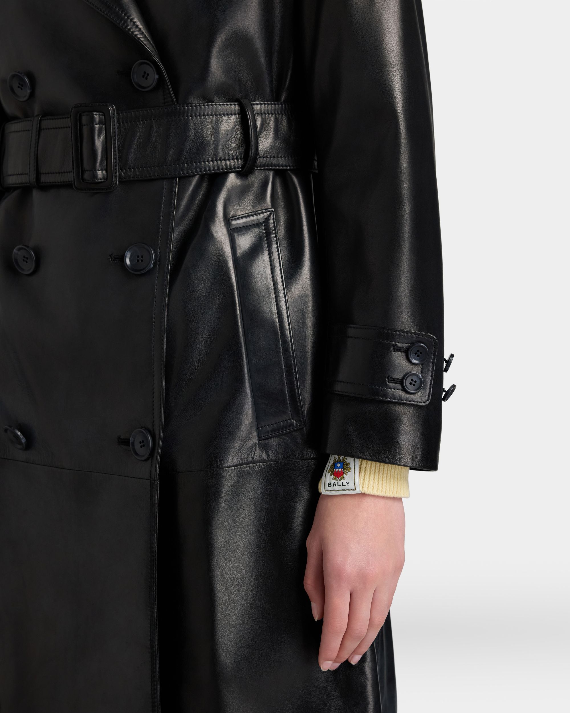Bally Global - Trench Coat in Black Leather - Black