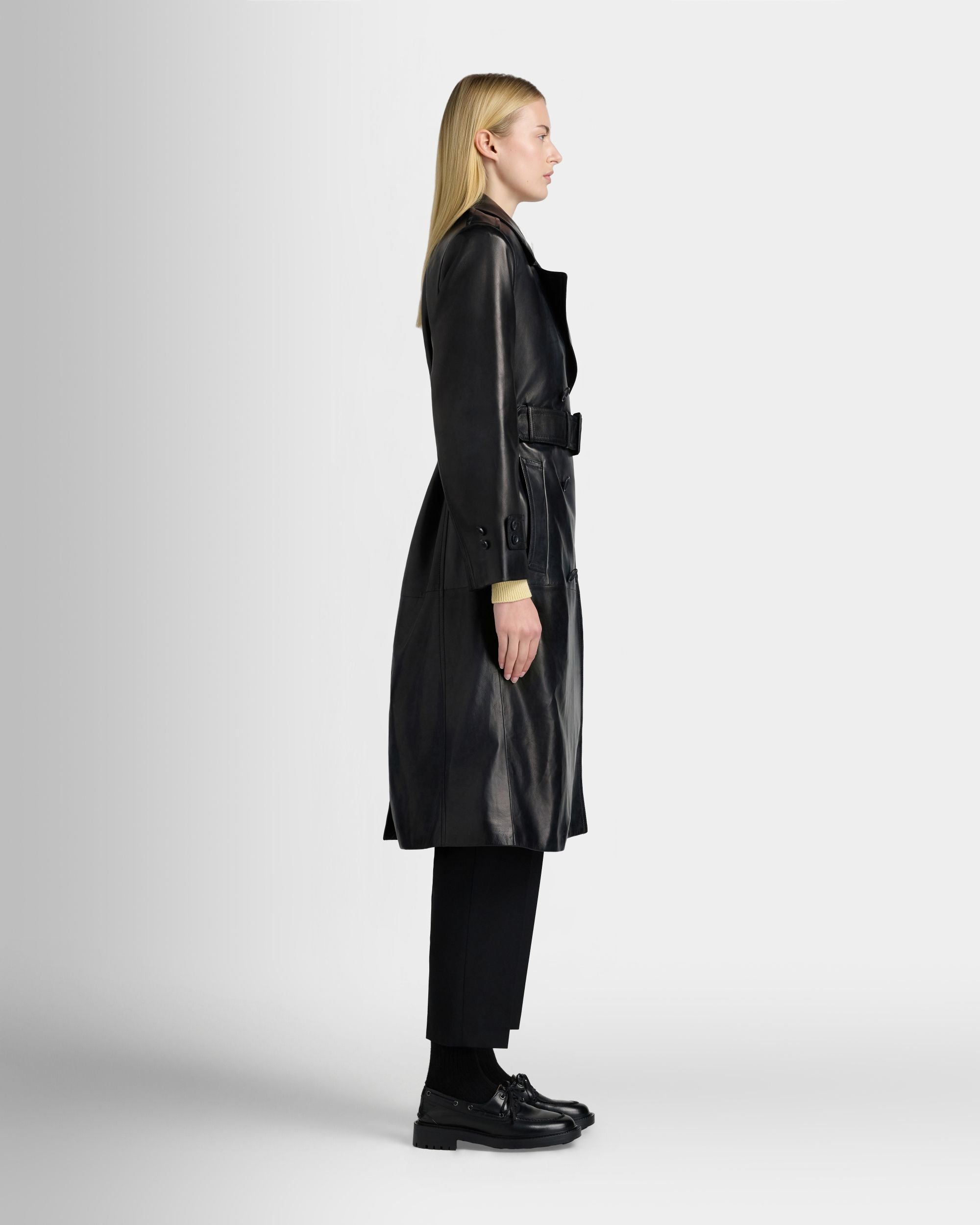Bally Global - Trench Coat in Black Leather - Black