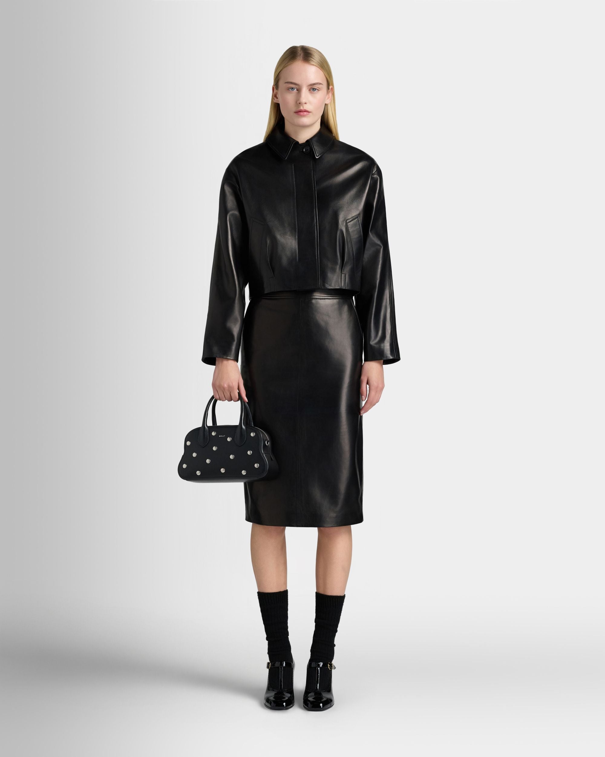 Bally Global - Midi Skirt in Black Leather - Black